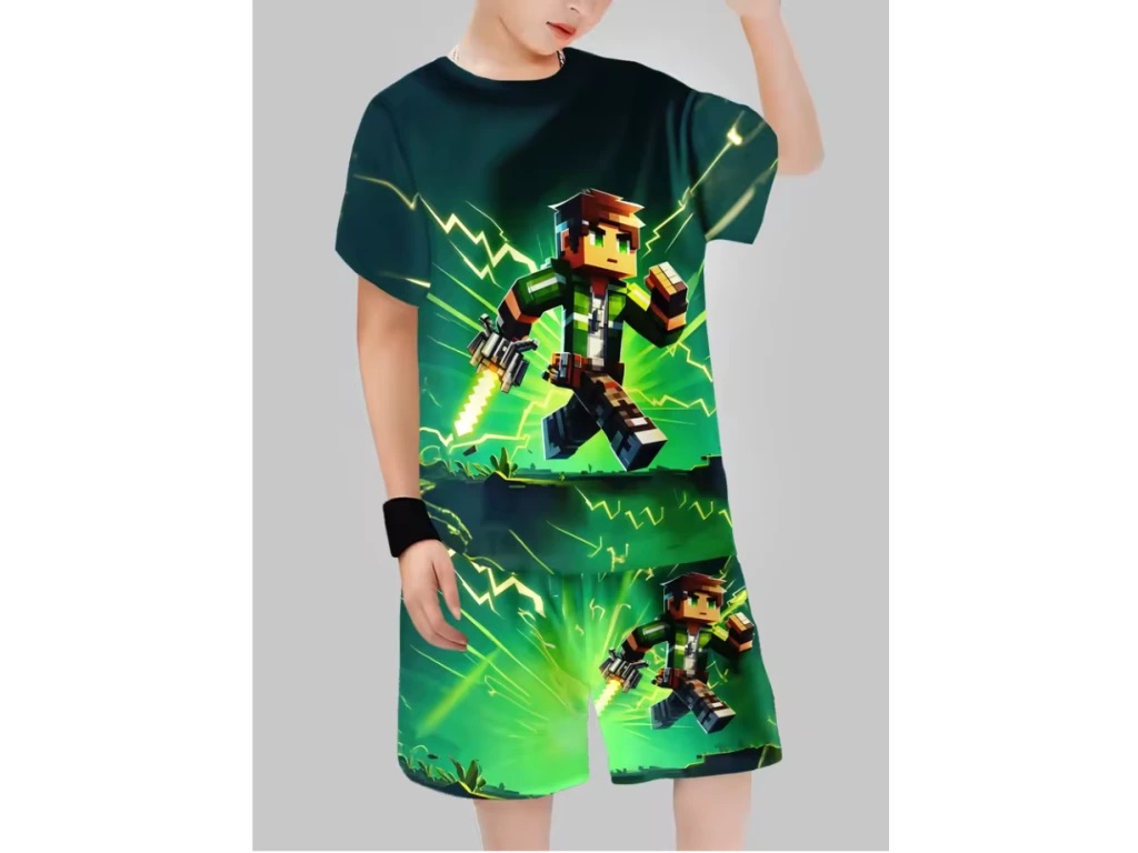 Dětský letní set Minecraft postavy - tričko + kraťasy 1